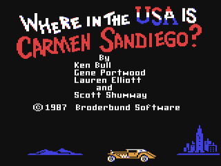 Where in the USA is Carmen Sandiego title screen for Commodore 64